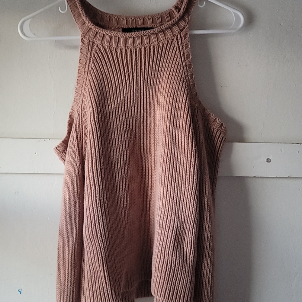 Open shoulder knit sweater